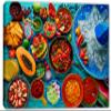24 x 16 - Mexican Food & blue hat Wall Art Canvas Print. Colorful foods kietchen decor view 2