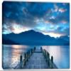 24 x 16 - Cloudy lake, docks Canvas Print Wall Art in blue Scenic Landscape Mountains view 2