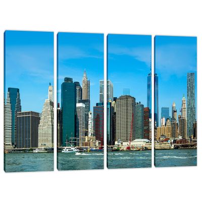 60 x 30 TOTAL - Manhattan, New York Skyline Canvas Print - 4 Panel Split Wall Art