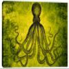 24 x 16 - Lord Bodner Octopus Canvas Print Wall Art. yellowgreen Kraken Room wall decor view 2