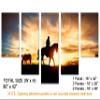 80 x 42 TOTAL - Cowboy, horse silhouette at sunset Canvas Print Wall Art 5 Panel Waterfall Split Cowboy Art view 3