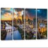 120 x 60 TOTAL - Austin Texas skyline Canvas Print Wall Art cloudy skies 4 Panel Split Austin TX at sunset scenic art view 1