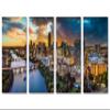 120 x 60 TOTAL - Austin Texas skyline Canvas Print Wall Art cloudy skies 4 Panel Split Austin TX at sunset scenic art view 2