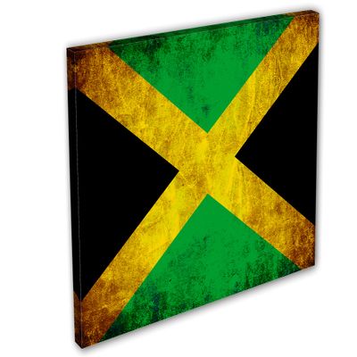 24 x 16 - Jamaica Flag Grunge Wall Art Canvas Print rustic. Country Flag home decor