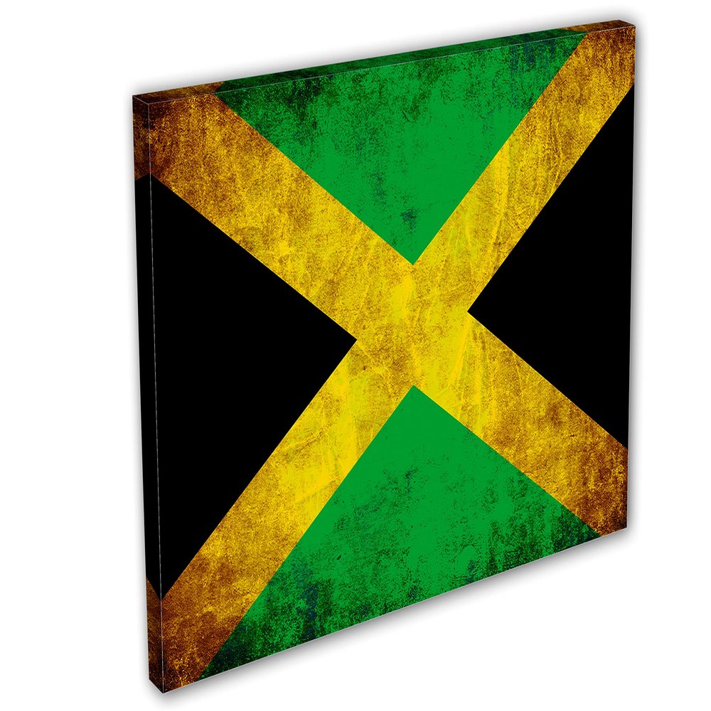 24 x 16 - Jamaica Flag Grunge Wall Art Canvas Print rustic. Country Flag home decor