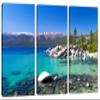 45 x 30 TOTAL - Lake Tahoe Wall Art Canvas Print 3 Panel Split, Triptych home wall decor, Landscape interior design view 1