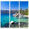 45 x 30 TOTAL - Lake Tahoe Wall Art Canvas Print 3 Panel Split, Triptych home wall decor, Landscape interior design view 2