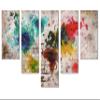 80 x 42 TOTAL - Beige brick Wall Art World Map Canvas Print - 5 Panel Waterfall Split Wall decor interior design view 1