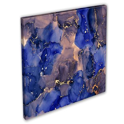 24 x 16 - Abstract Marble Canvas Print Wall Art Purple Blue & Gold Liquid Marble Decor