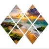 85 x 57 TOTAL - Hawaii beach with Golden Sunset Canvas Print. 7 Panel Butterfly Split, Wall Art for room wall decor view 1