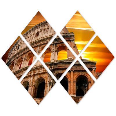 85 x 57 TOTAL - Rome, Italy Colosseum Canvas Print - 7 Panel Butterfly Split Wall Art Landmark Giclee for wall decor