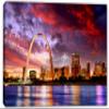 24 x 16 - St Louis MO Skyline Wall Art Canvas Print firy clouds Gateway Arch, Missouri view 2