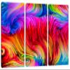 60 x 40 TOTAL - Abstract Color Lines Wall Art Fractal Canvas Print. 3 Panel Split Abstract Red art view 1