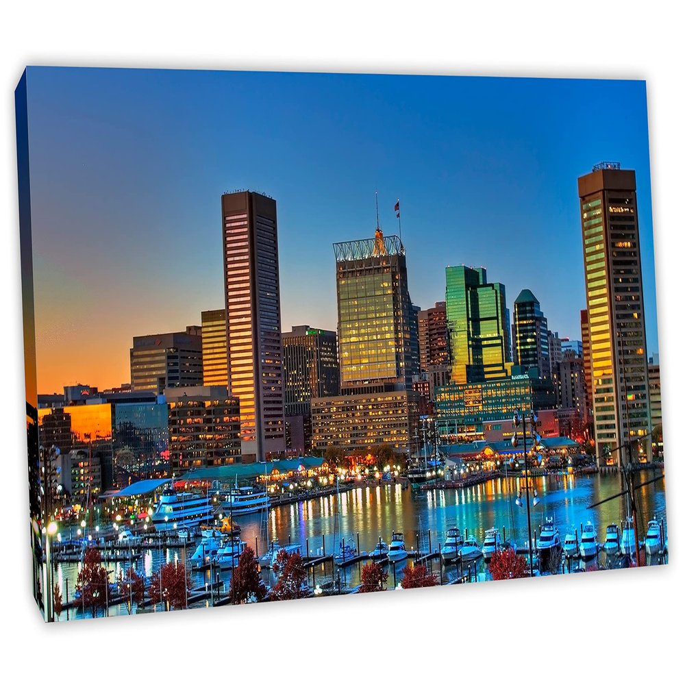 72 x 36 - Baltimore inner harbor Canvas Print Wall Art Maryland wall decor interior design