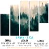 80 x 42 TOTAL - Foggy Dark Forest Canvas Print Wall Art 5 Panel Z Cut Split Misty Mountain Pine Forest Landscape view 2