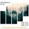 80 x 42 TOTAL - Foggy Dark Forest Canvas Print Wall Art 5 Panel Z Cut Split Misty Mountain Pine Forest Landscape view 3
