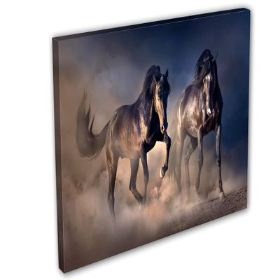 24 x 16 - Black Stallion Horses Wall Art Canvas Print, Horse Art home wall decor