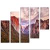 80 x 42 TOTAL - El Capitan Yosemite Canvas Print Wall Art rose gold 5 Panel Z Cut Split half dome mountain, trees view 1