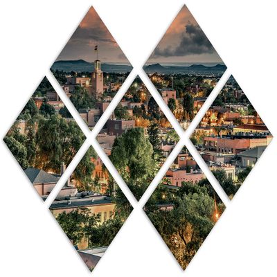 102 x 68 TOTAL - Santa Fe, NM Canvas print Wall Art with dramatic skies 7 Panel Butterfly Split Santa Fe, New Mexico