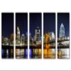 120 x 60 TOTAL - Cincinnati Ohio Skyline at night Canvas Print. 5 Panel Split Wall Art. For interior design view 2