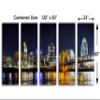 120 x 60 TOTAL - Cincinnati Ohio Skyline at night Canvas Print. 5 Panel Split Wall Art. For interior design view 3