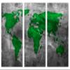 75 x 50 TOTAL - Abstract Green World Map Canvas Print 3 Panel Split Triptych Wall Art with gray background wall deco view 2