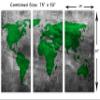 75 x 50 TOTAL - Abstract Green World Map Canvas Print 3 Panel Split Triptych Wall Art with gray background wall deco view 3