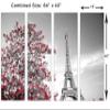 64 x 40 TOTAL - Eiffel Tower & Red Tree leaves Canvas Print 4 Panel Split. Paris France Wall Art decor view 3