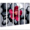 60 x 40 TOTAL - Orchid & therapy stones Wall Art Canvas Print 5 Panel Split. Spa wall decor view 1