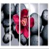 60 x 40 TOTAL - Orchid & therapy stones Wall Art Canvas Print 5 Panel Split. Spa wall decor view 2