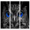 30 x 20 TOTAL - Dark Blue Eyed Owl wall art Canvas Print 3 panel split, Triptych. Bird Art Decor Home Wall Decor view 2