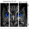 30 x 20 TOTAL - Dark Blue Eyed Owl wall art Canvas Print 3 panel split, Triptych. Bird Art Decor Home Wall Decor view 3