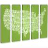 90 x 60 TOTAL - Light Green USA Text Map Canvas Print 5 Panel Split Wall decor, Interior design view 1
