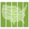90 x 60 TOTAL - Light Green USA Text Map Canvas Print 5 Panel Split Wall decor, Interior design view 2