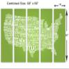 90 x 60 TOTAL - Light Green USA Text Map Canvas Print 5 Panel Split Wall decor, Interior design view 3