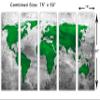 75 x 50 TOTAL - Abstract Silver Green World Map Canvas Print - 5 Panel Split. Metallic Silver background view 3