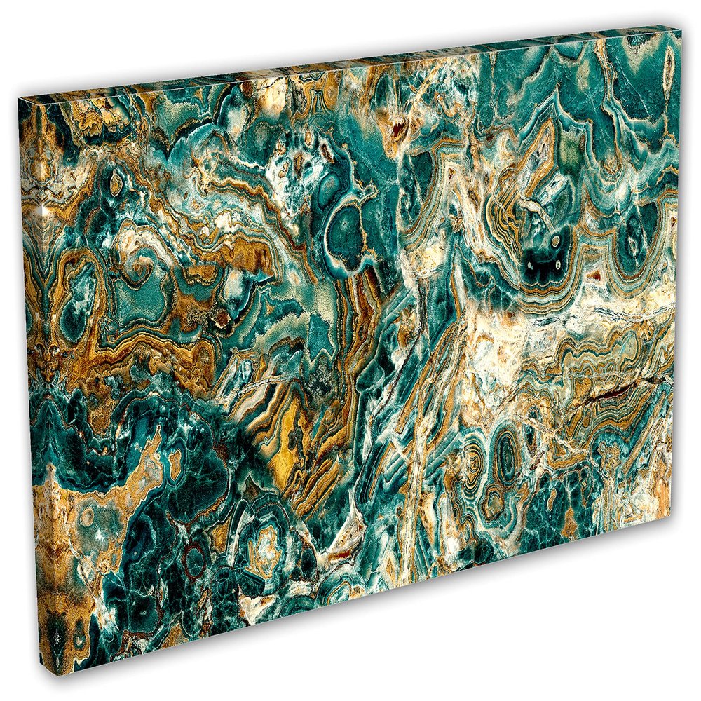 72 x 36 - Green Marble Stone Canvas Print Wall Art with Curly Vein Textures. Breccia, Granite wall art