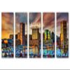 120 x 60 TOTAL - Baltimore MD Canvas Print Wall Art Inner Harbor at Sunset 5 Panel Split. Baltimore Maryland skyline view 2