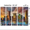 120 x 60 TOTAL - Baltimore MD Canvas Print Wall Art Inner Harbor at Sunset 5 Panel Split. Baltimore Maryland skyline view 3
