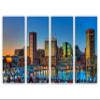 120 x 60 TOTAL - Baltimore inner harbor Canvas Print Wall Art - 4 Panel, Maryland wall decor interior design view 2
