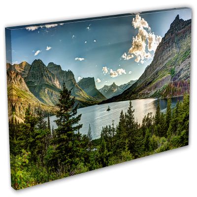 30 x 15 - Montana Glacier National Park Canvas Print Wall Art Landscape Print with low light