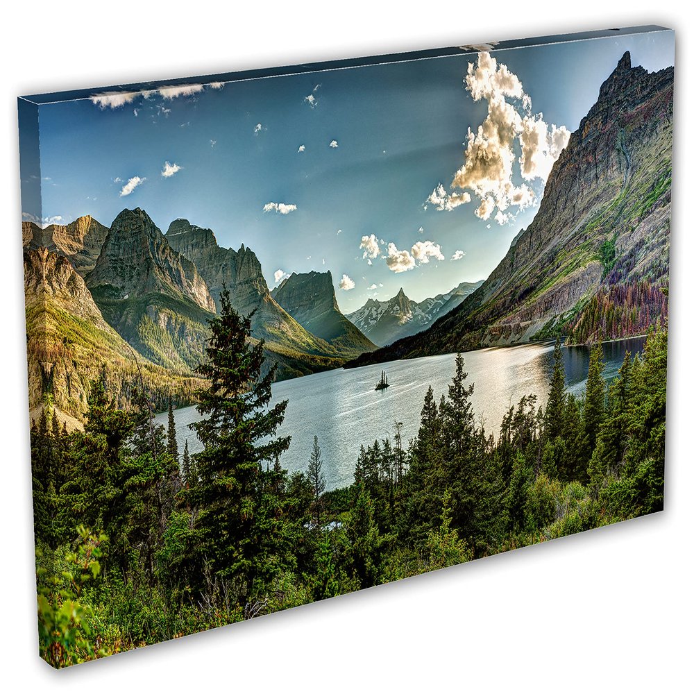 30 x 15 - Montana Glacier National Park Canvas Print Wall Art Landscape Print with low light