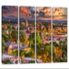 64 x 40 TOTAL - Santa Fe, NM Canvas print Wall Art with beautiful skies 4 Panel Split Santa Fe, New Mexico view 1
