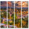 64 x 40 TOTAL - Santa Fe, NM Canvas print Wall Art with beautiful skies 4 Panel Split Santa Fe, New Mexico view 2