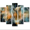 80 x 42 TOTAL - Abstract Particle Wave Wall Art Canvas Print Orange 5 Panel Diamond Split. Magic sparkle trail swir view 1