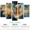 80 x 42 TOTAL - Abstract Particle Wave Wall Art Canvas Print Orange 5 Panel Diamond Split. Magic sparkle trail swir view 2