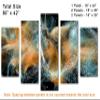 80 x 42 TOTAL - Abstract Particle Wave Wall Art Canvas Print Orange 5 Panel Diamond Split. Magic sparkle trail swir view 3