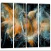 80 x 50 TOTAL - Abstract Particle Wave Wall Art Canvas Print Orange 4 Panel Split Magic sparkle trail swirl lines view 1