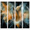 80 x 50 TOTAL - Abstract Particle Wave Wall Art Canvas Print Orange 4 Panel Split Magic sparkle trail swirl lines view 2
