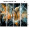 80 x 50 TOTAL - Abstract Particle Wave Wall Art Canvas Print Orange 4 Panel Split Magic sparkle trail swirl lines view 3
